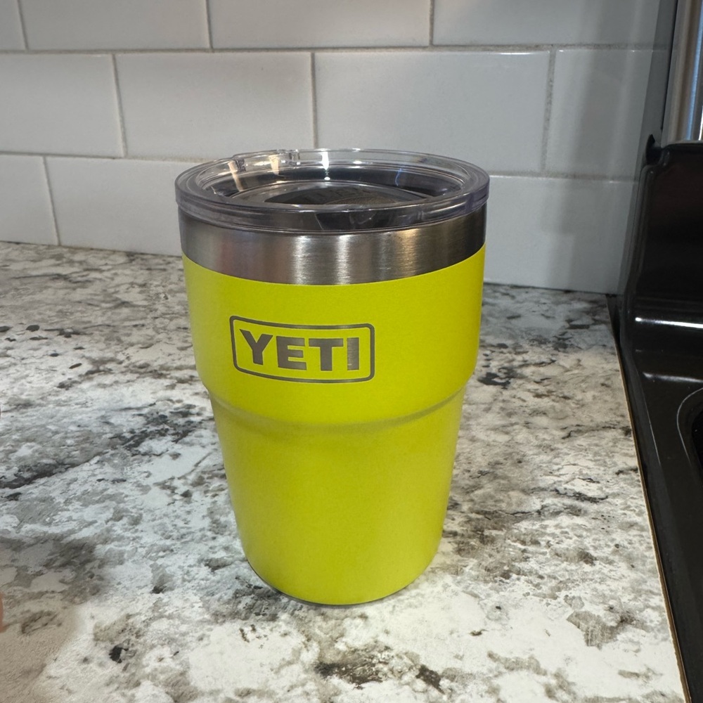 YETI Bright Yellow Travel Mug with Clear Lid